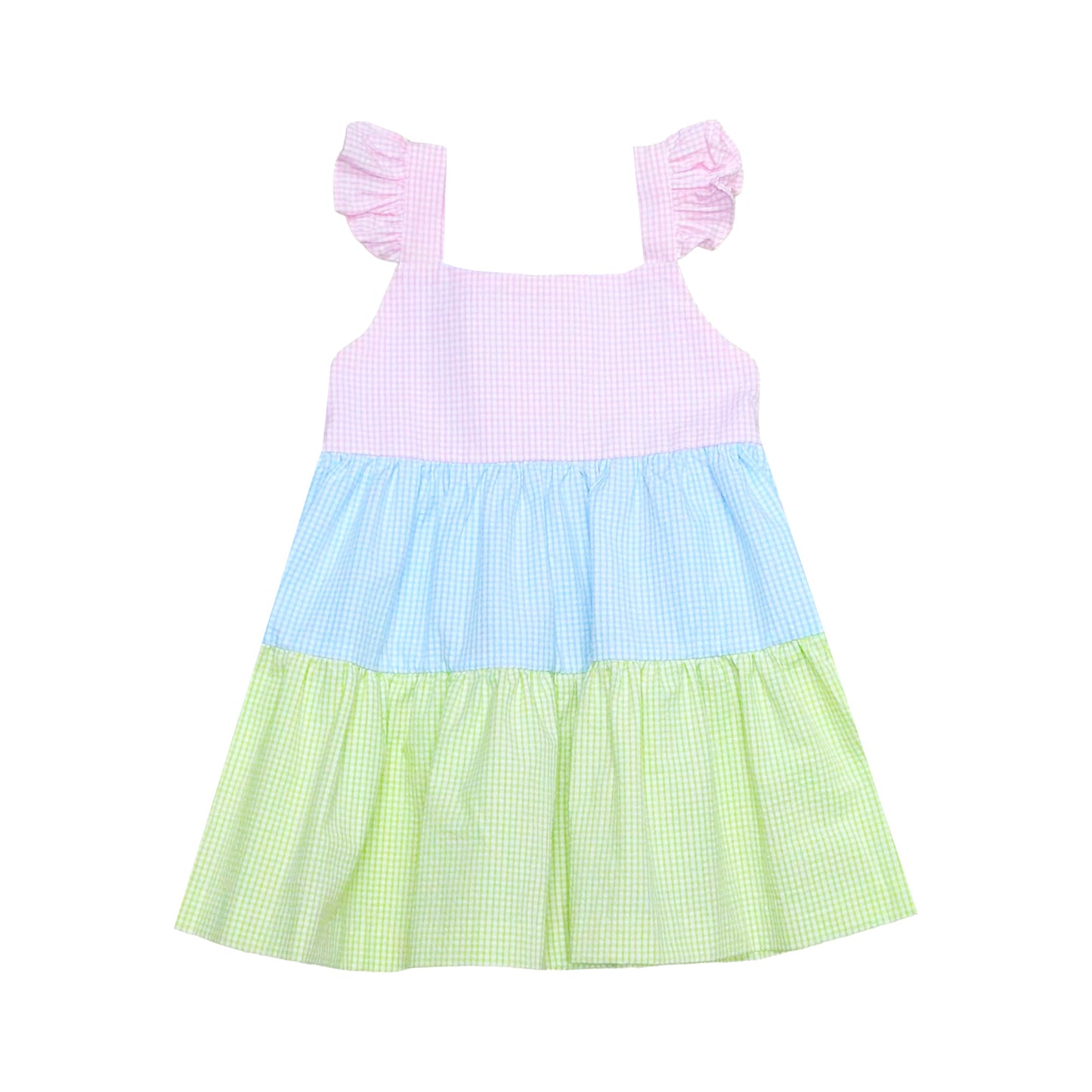 Colorblock Petunia Dress, Pink Mini Seersucker