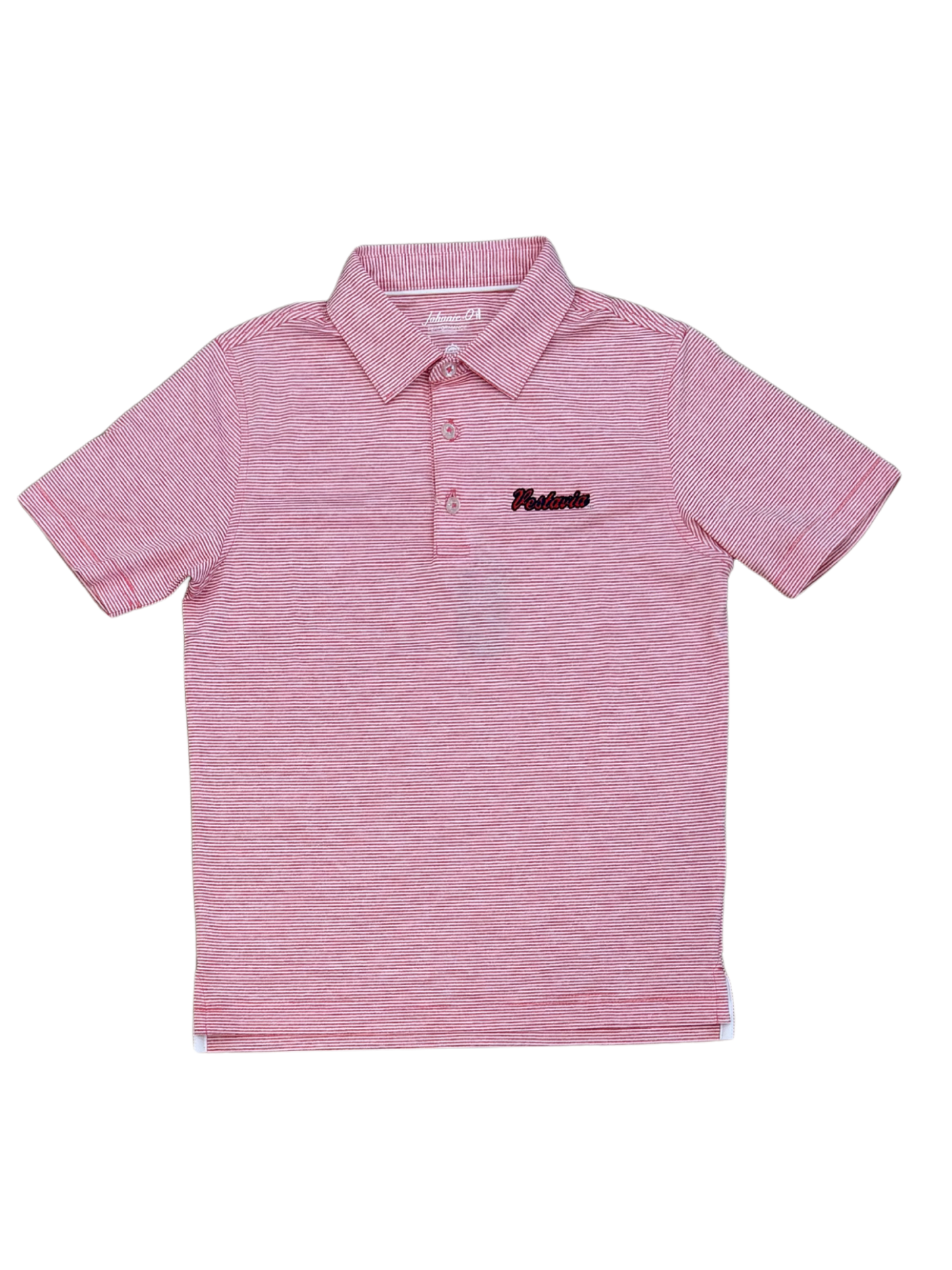 Script Vestavia Lyndonn Performance Polo, Red Mini Stripe