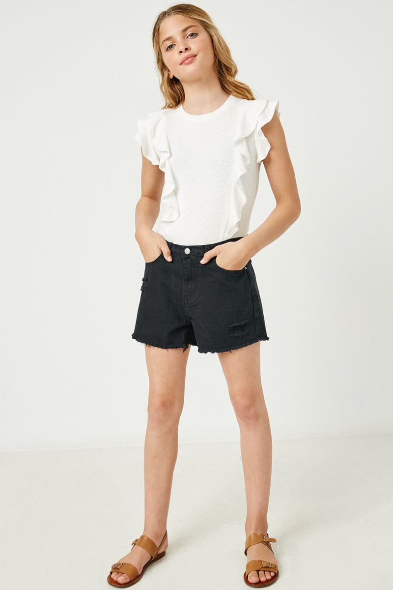 Layered Ruffle Knit Top, White