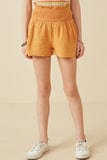 Textured Smocked Short - Apricot