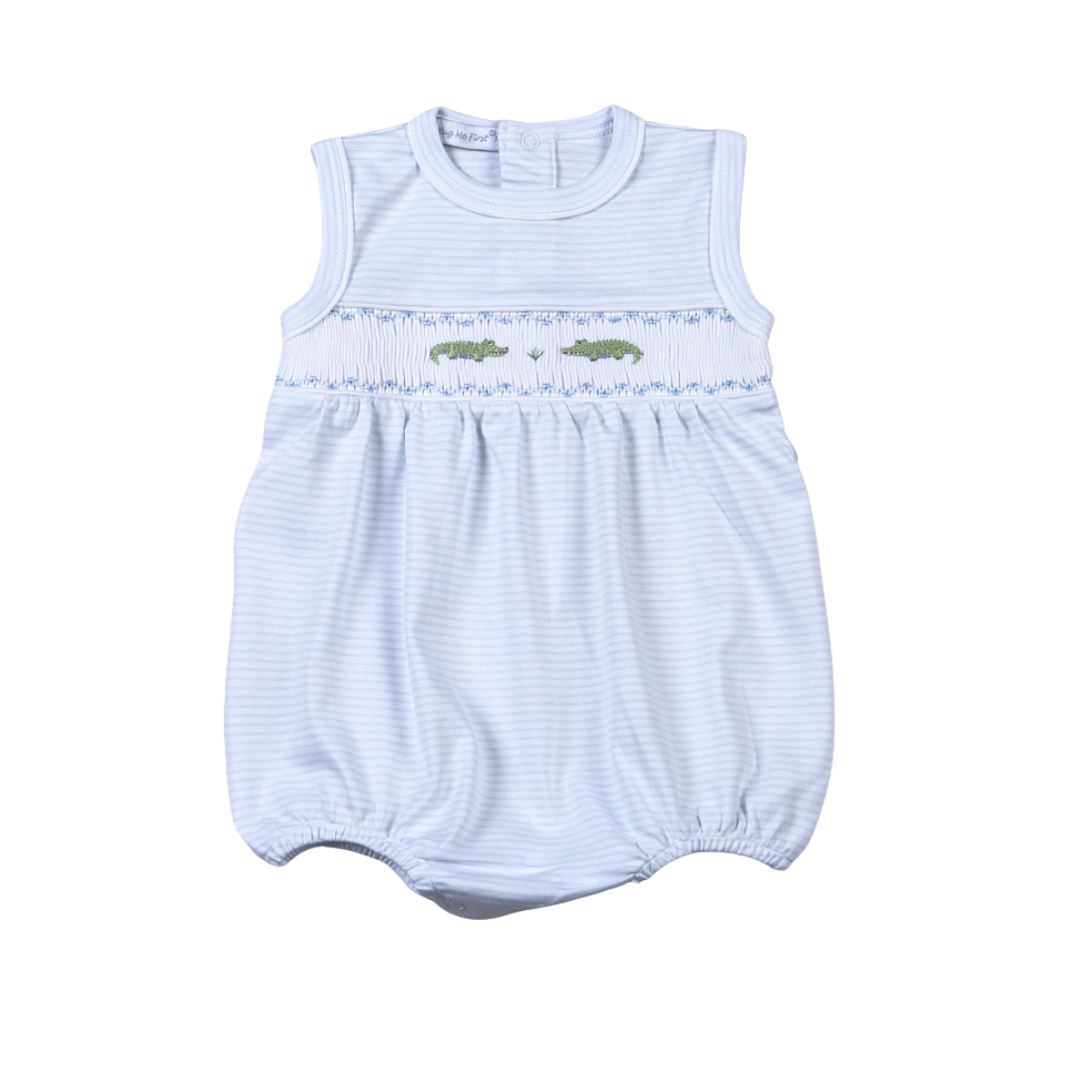 Hand Smocked Gators Bubble, Blue