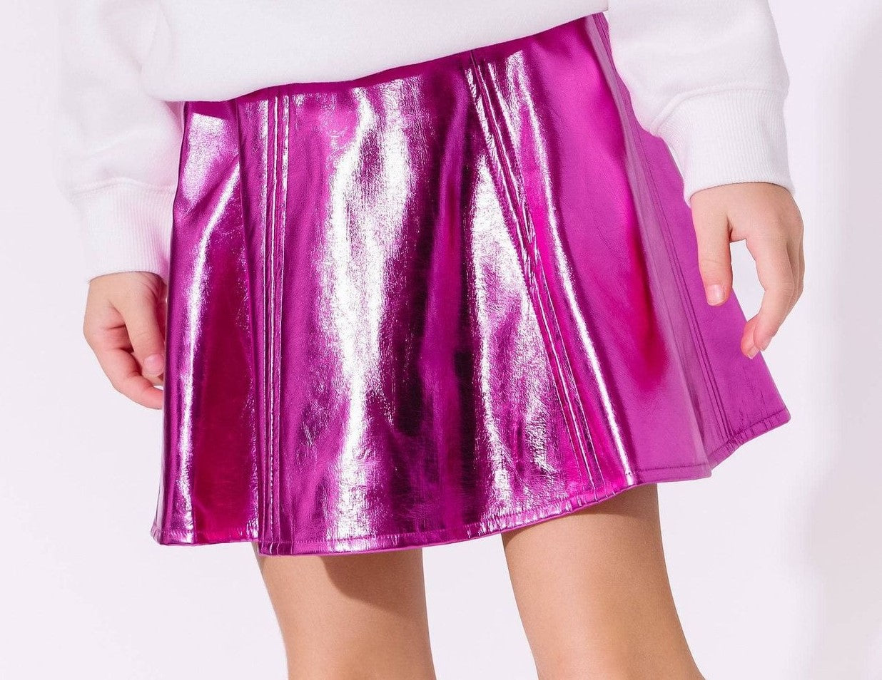 Hot Pink Metallic Leather Skirt