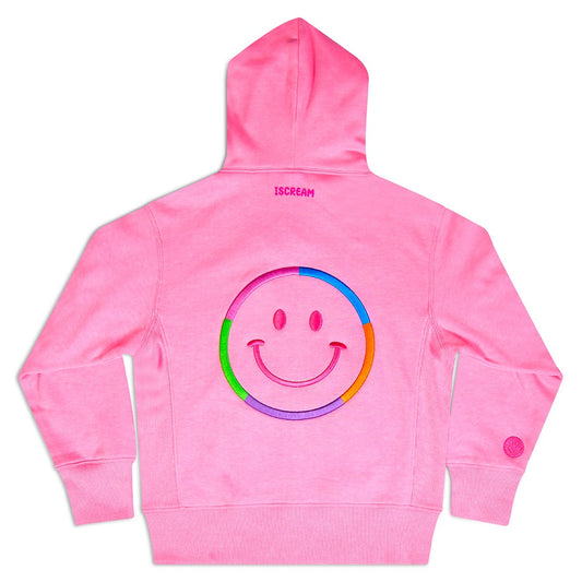 Hot Pink Smile Zip Up Hooded Sweatshirt