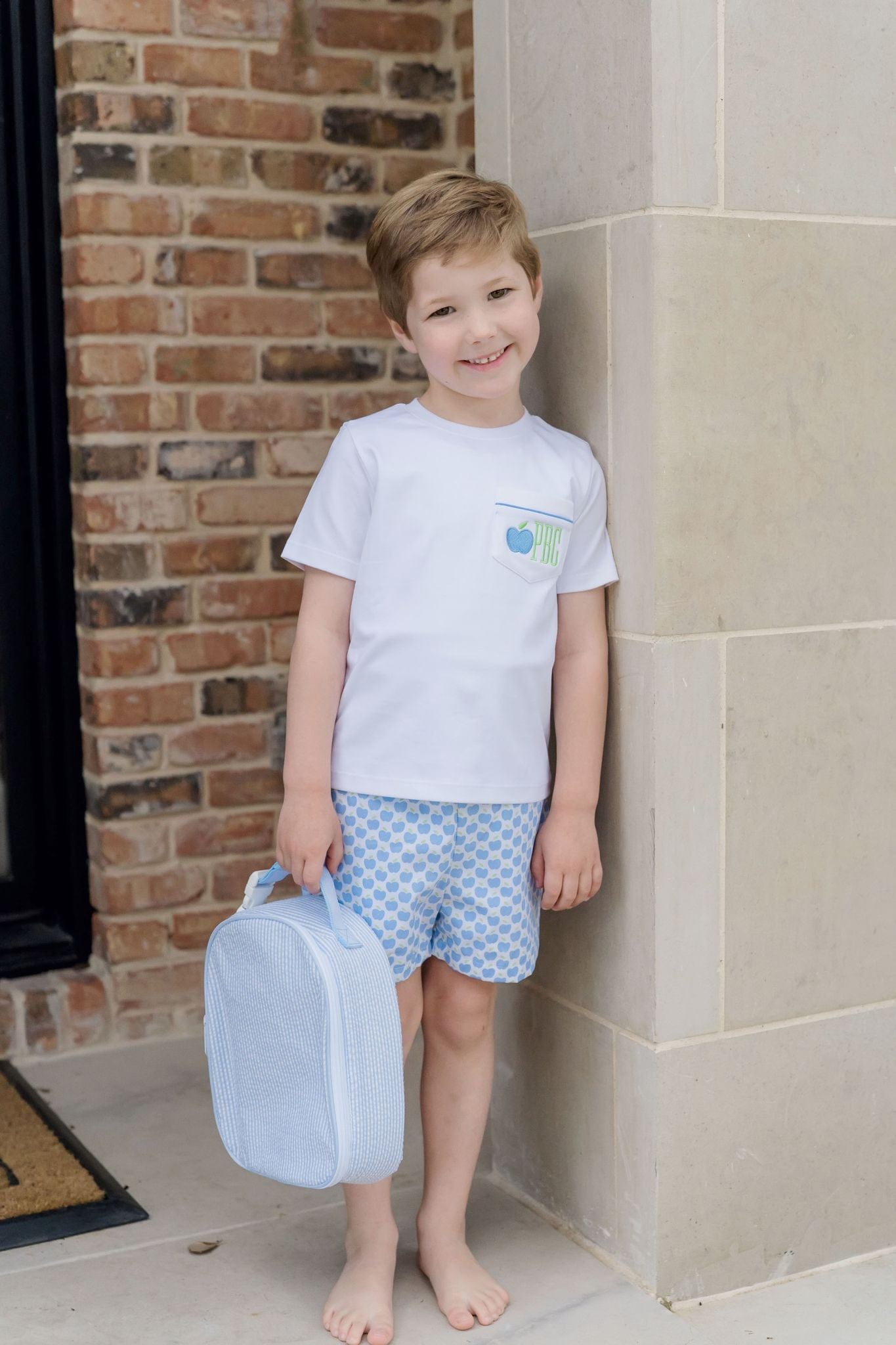 Hudson Short Set, Blue Apples