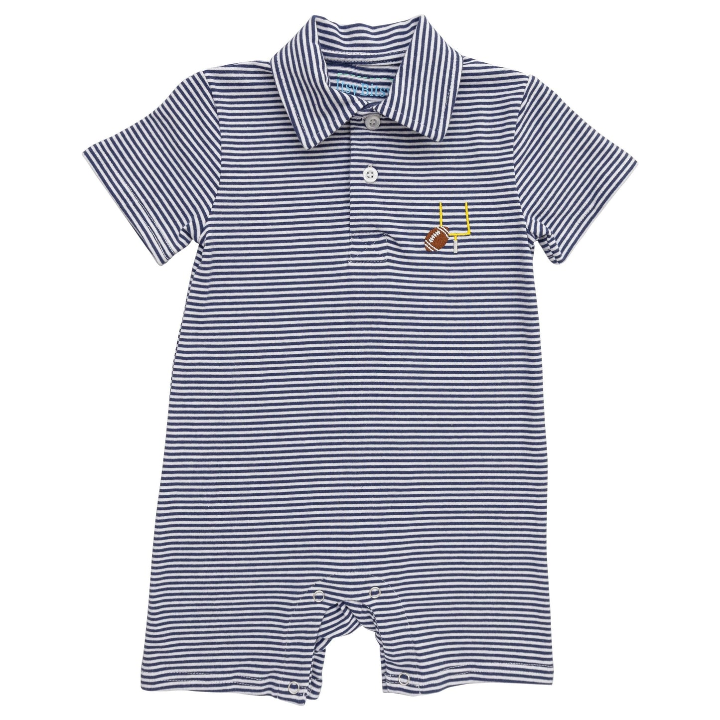 Navy Stripe Football Romper
