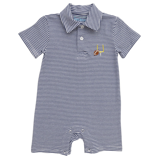 Navy Stripe Football Romper