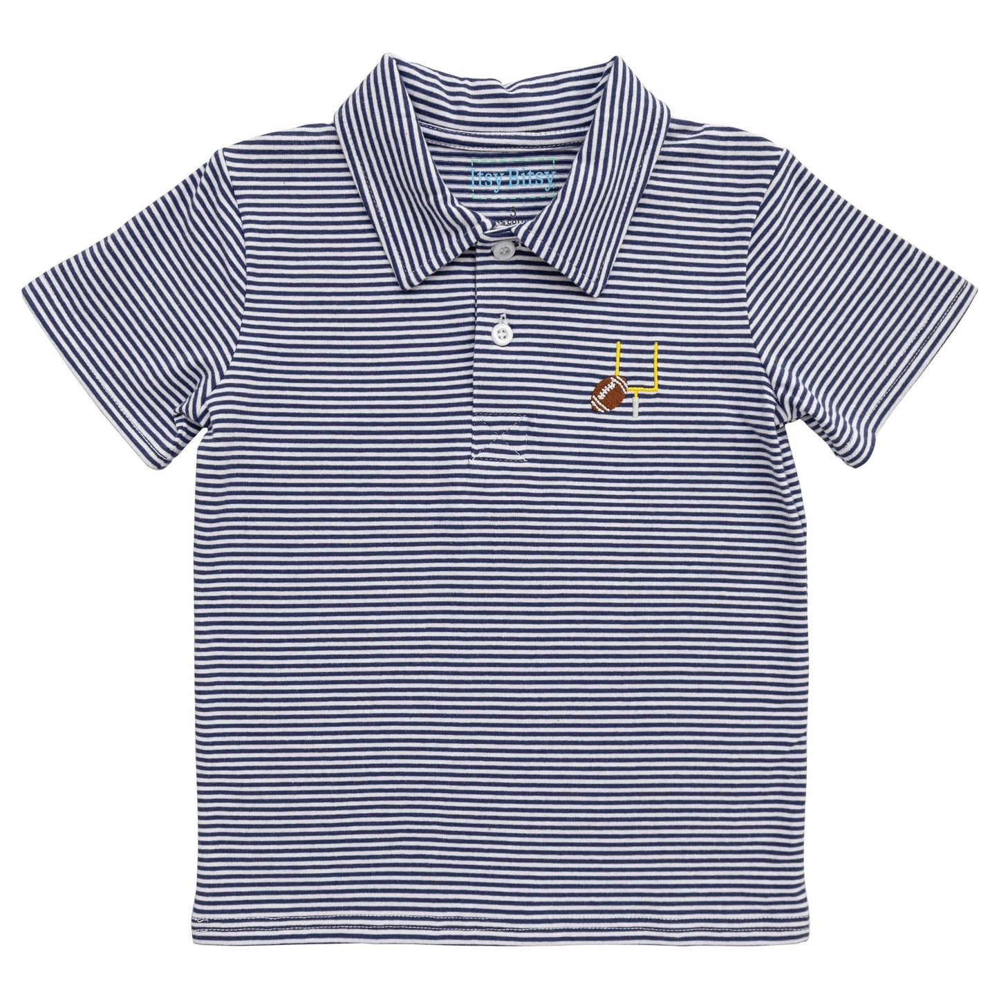 Navy Stripe Football Polo