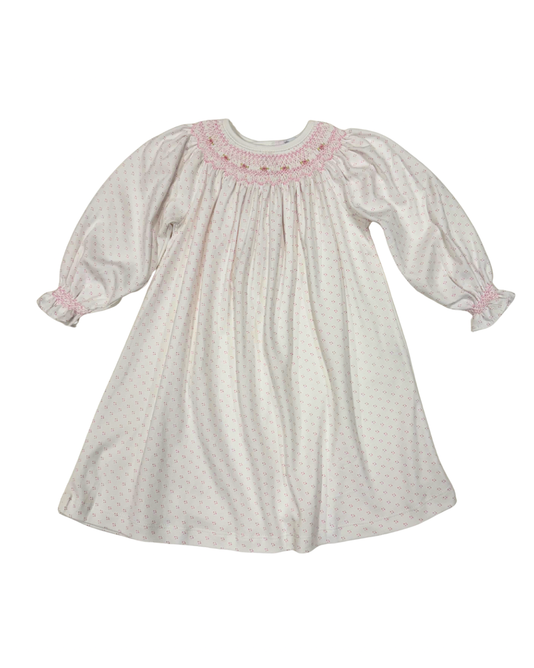 Sally Pink Dots Smocked Pima Bishop Dress