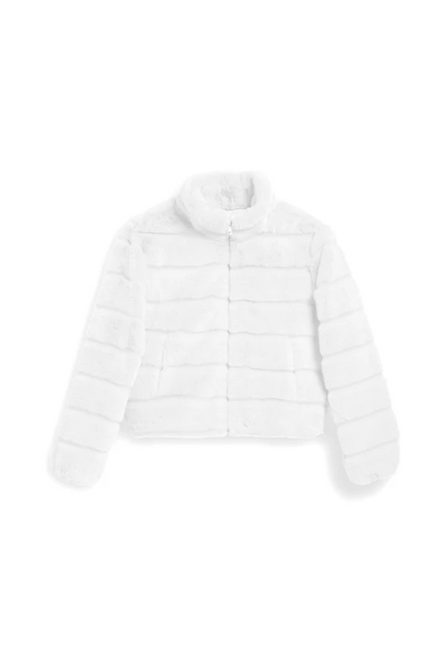 Teddy Fur Puffer Jacket, White
