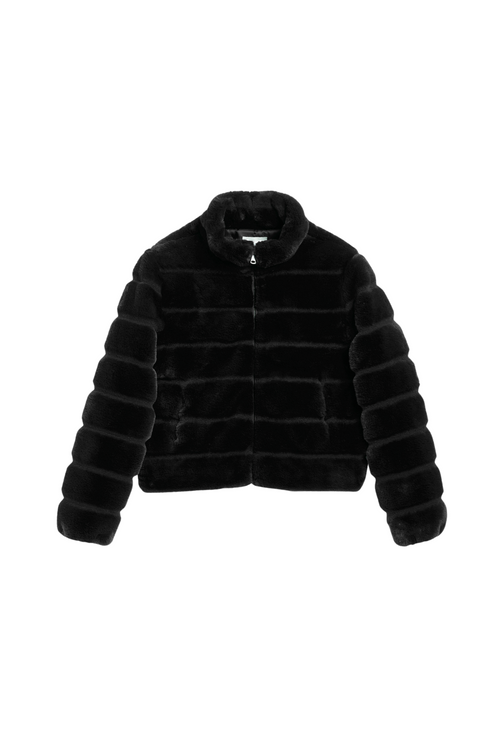 Teddy Fur Puffer Jacket, Black