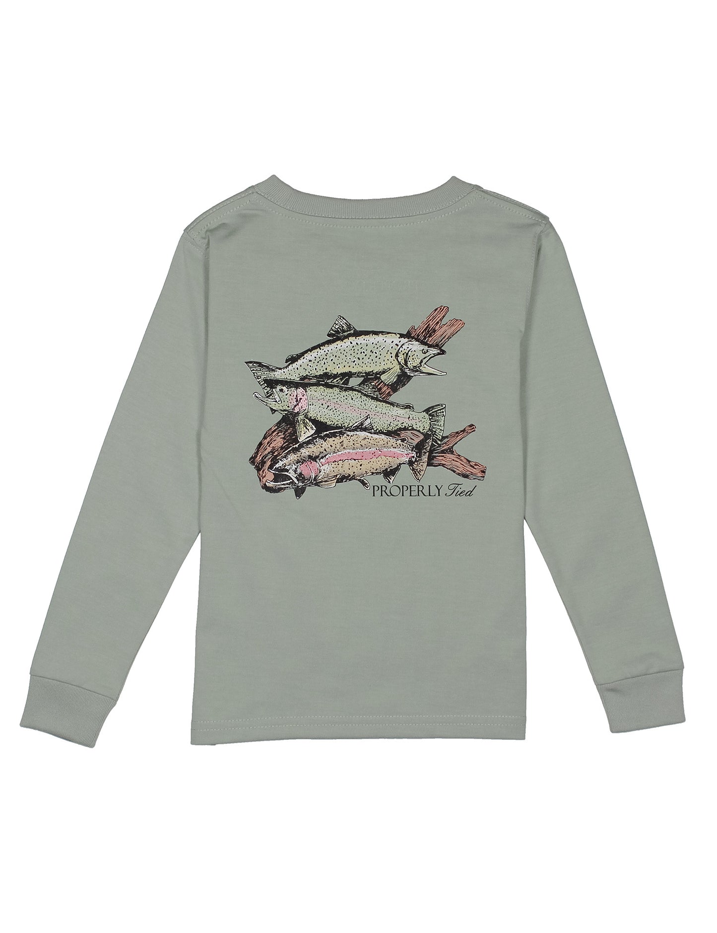 Trout Trio Long Sleeve Shirt, Chrome Grey