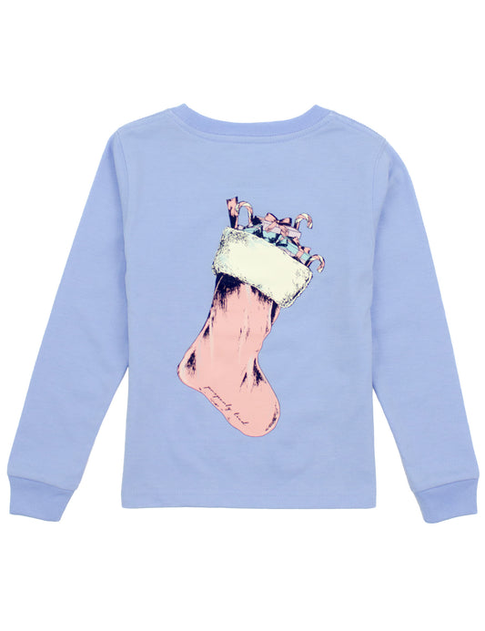 Girls Stocking Tee, Light Blue