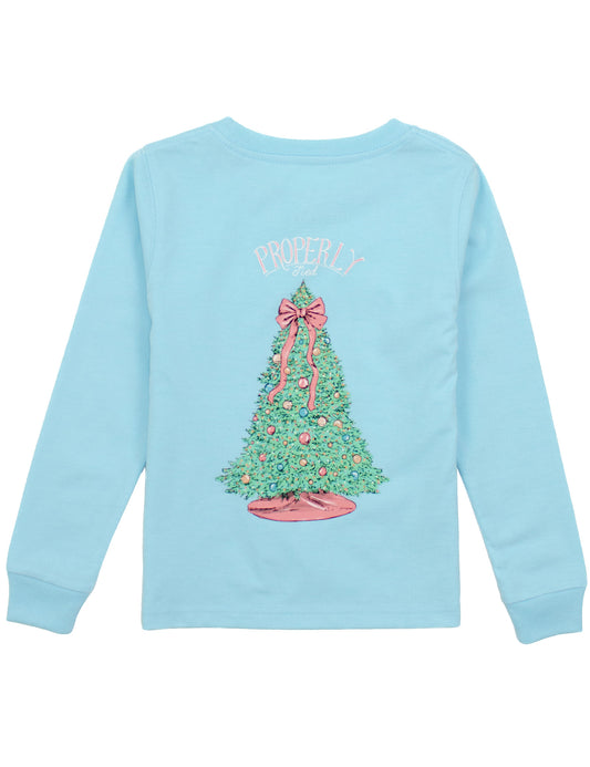 Girls Merry And Bright Tee, Powder Blue