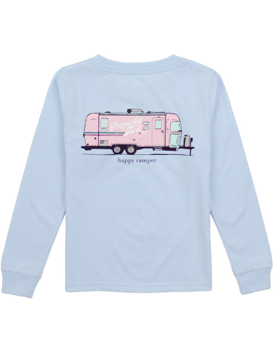 Girls Happy Camper Tee, Periwinkle