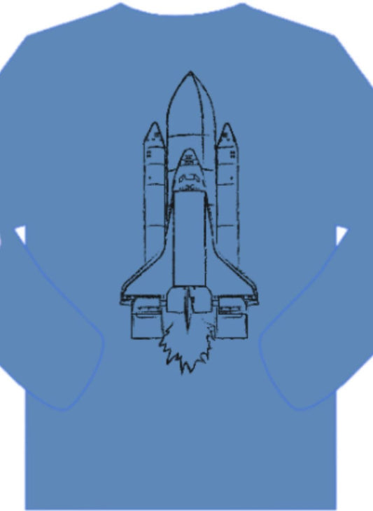 Rocket Ship Shirt, Denim Blue