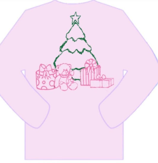 Christmas Tree with Presents Shirt, Light Pink