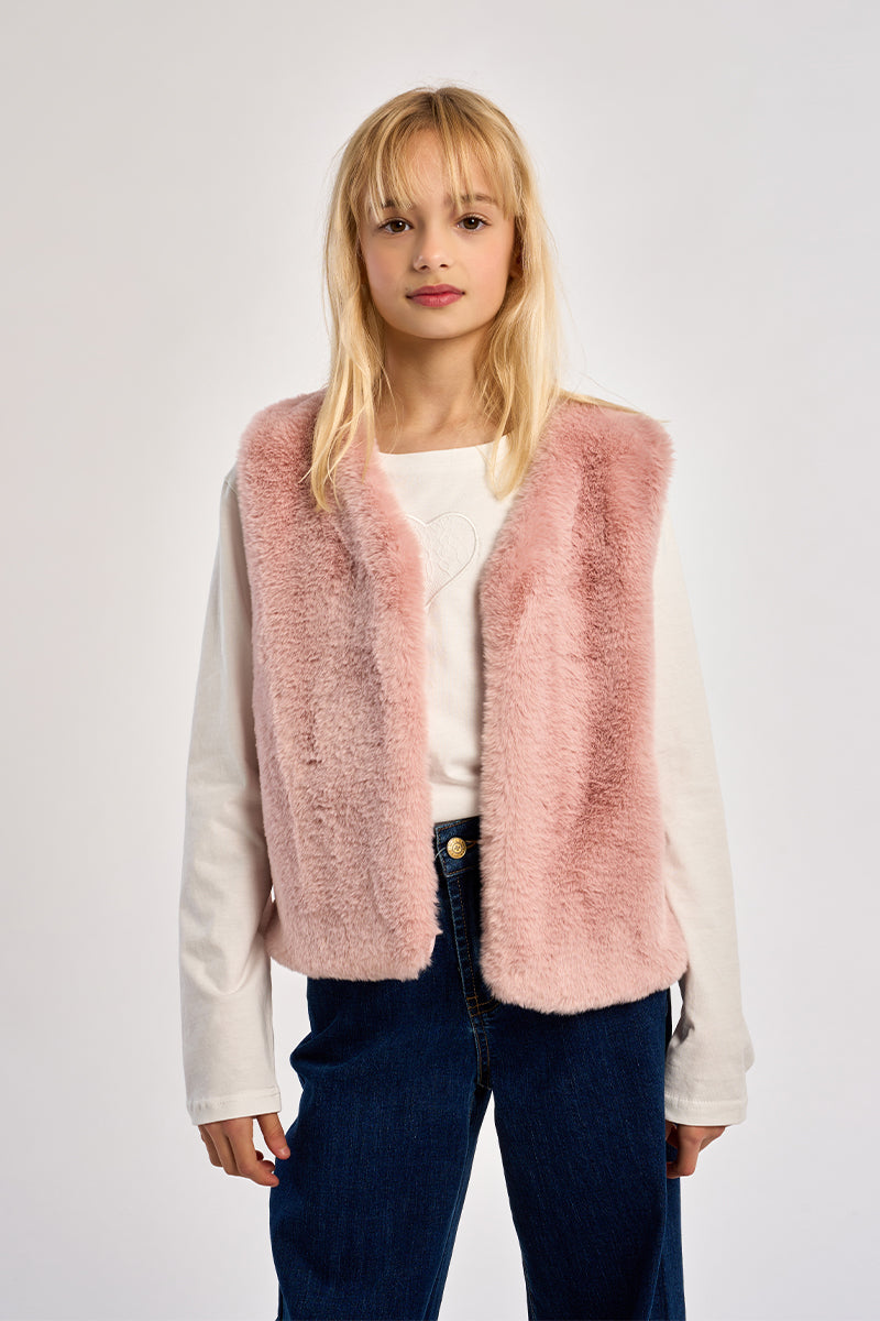 Faux Fur Vest, Blush