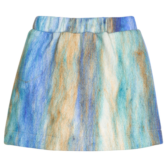 Mini Skirt, Blue Multi Stripe Wool