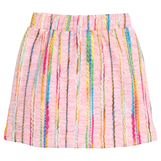 Mini Skirt, Wavy Pink Multi Wool