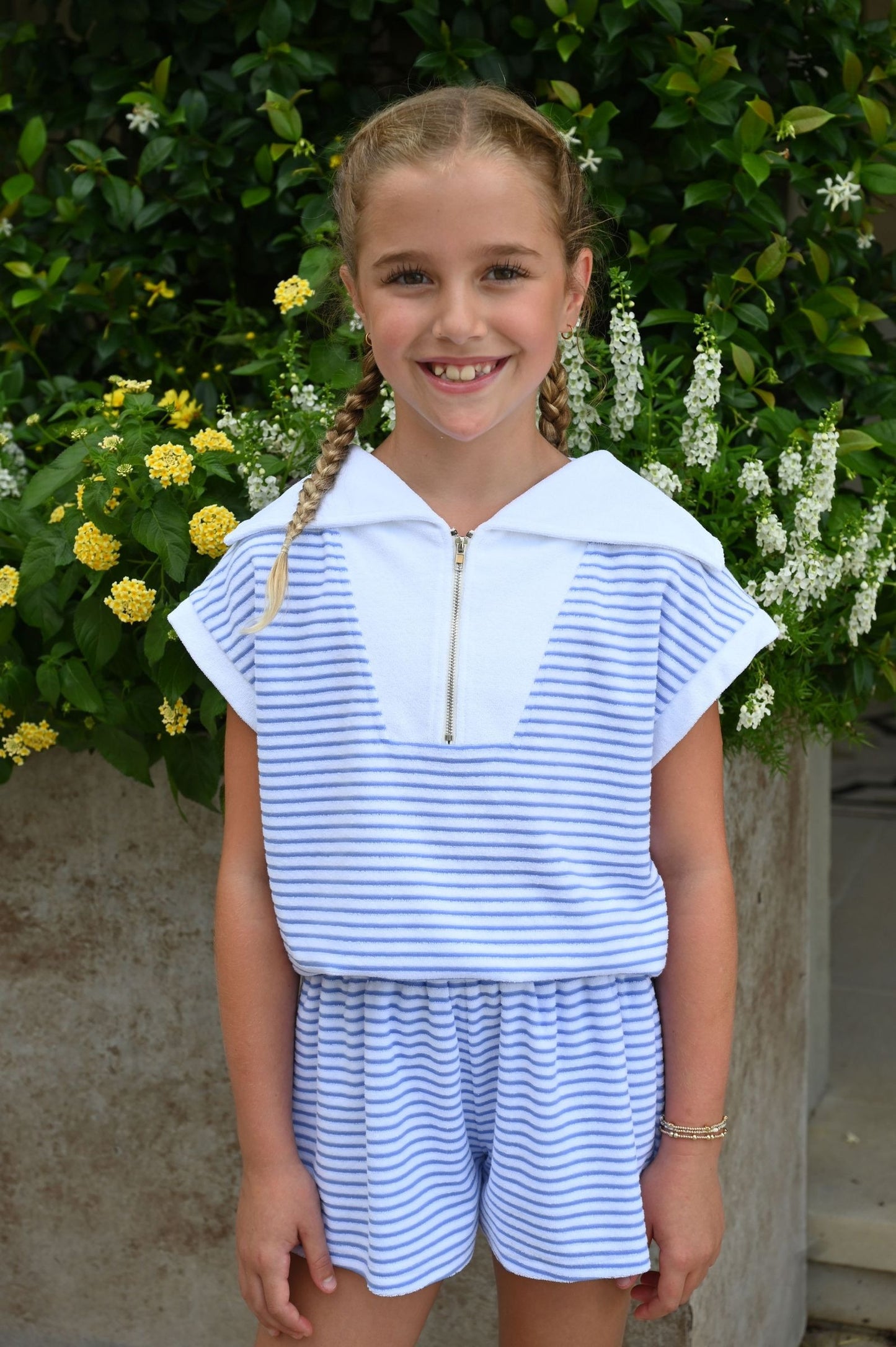 Carlisle Short, Blue/White French Terry
