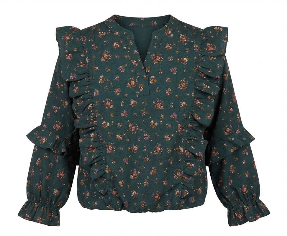 Katie Top, Evergreen Vintage Floral