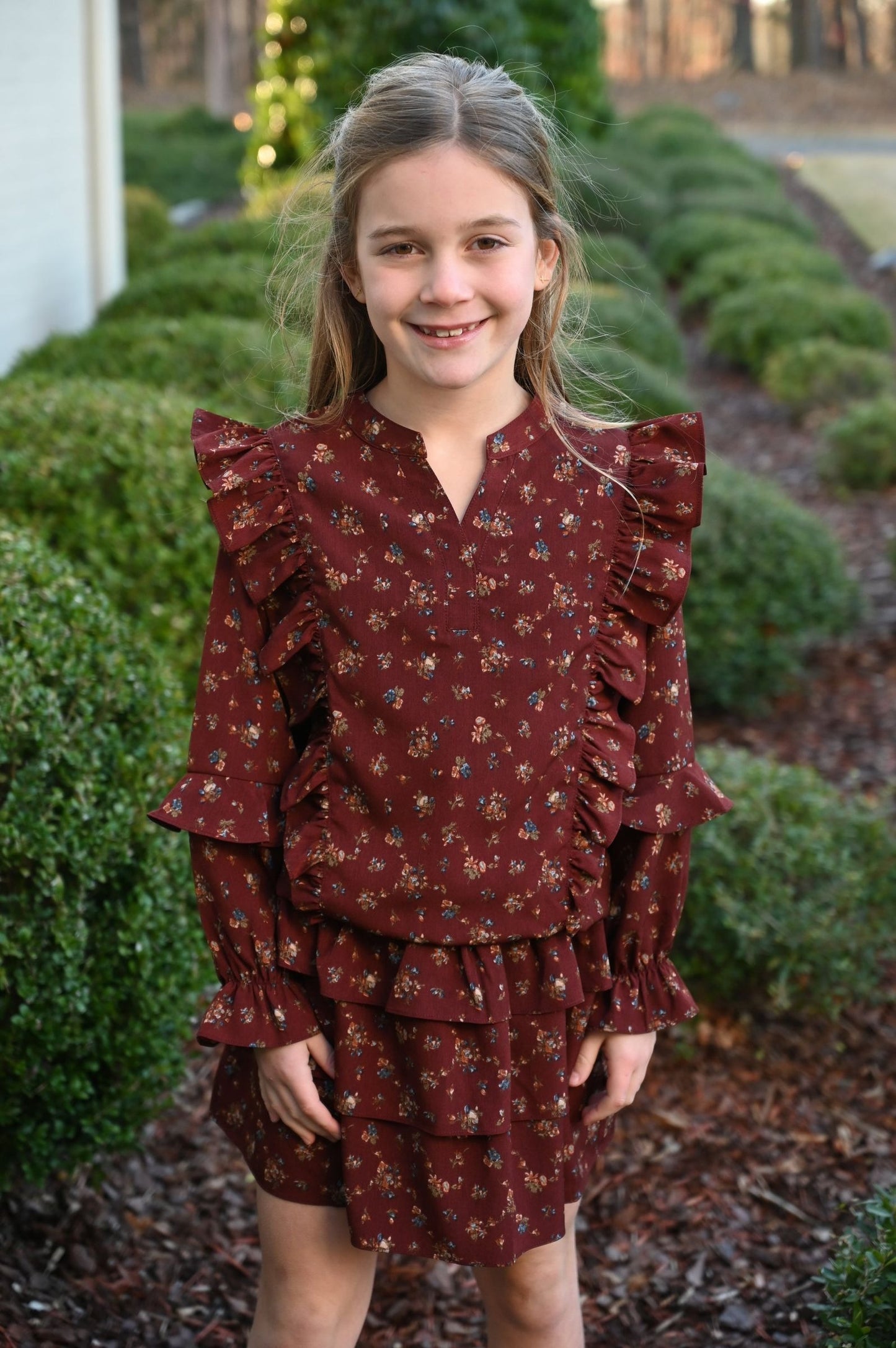 Abby Skort, Burgundy Vintage Floral