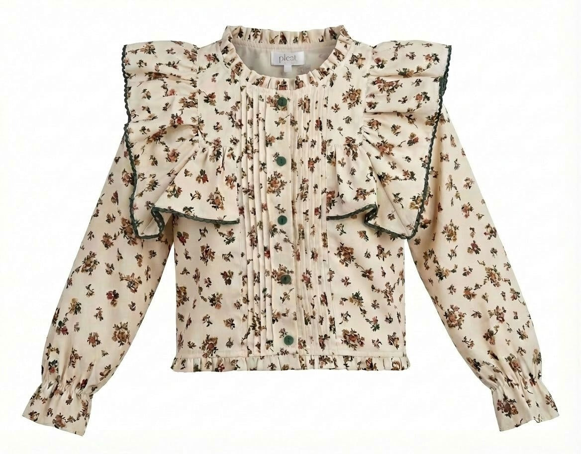 Effie Top, Cream Vintage Floral