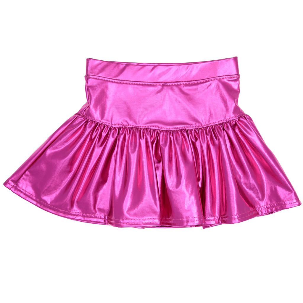 Metallic Gathered Skort, Hot Pink