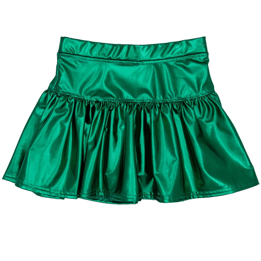 Metallic Drop Waist Skort, Green