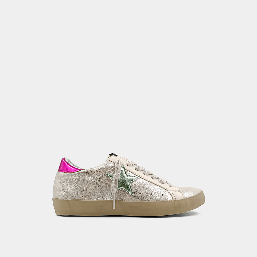 Paula Kids Sneaker, Silver Distressed
