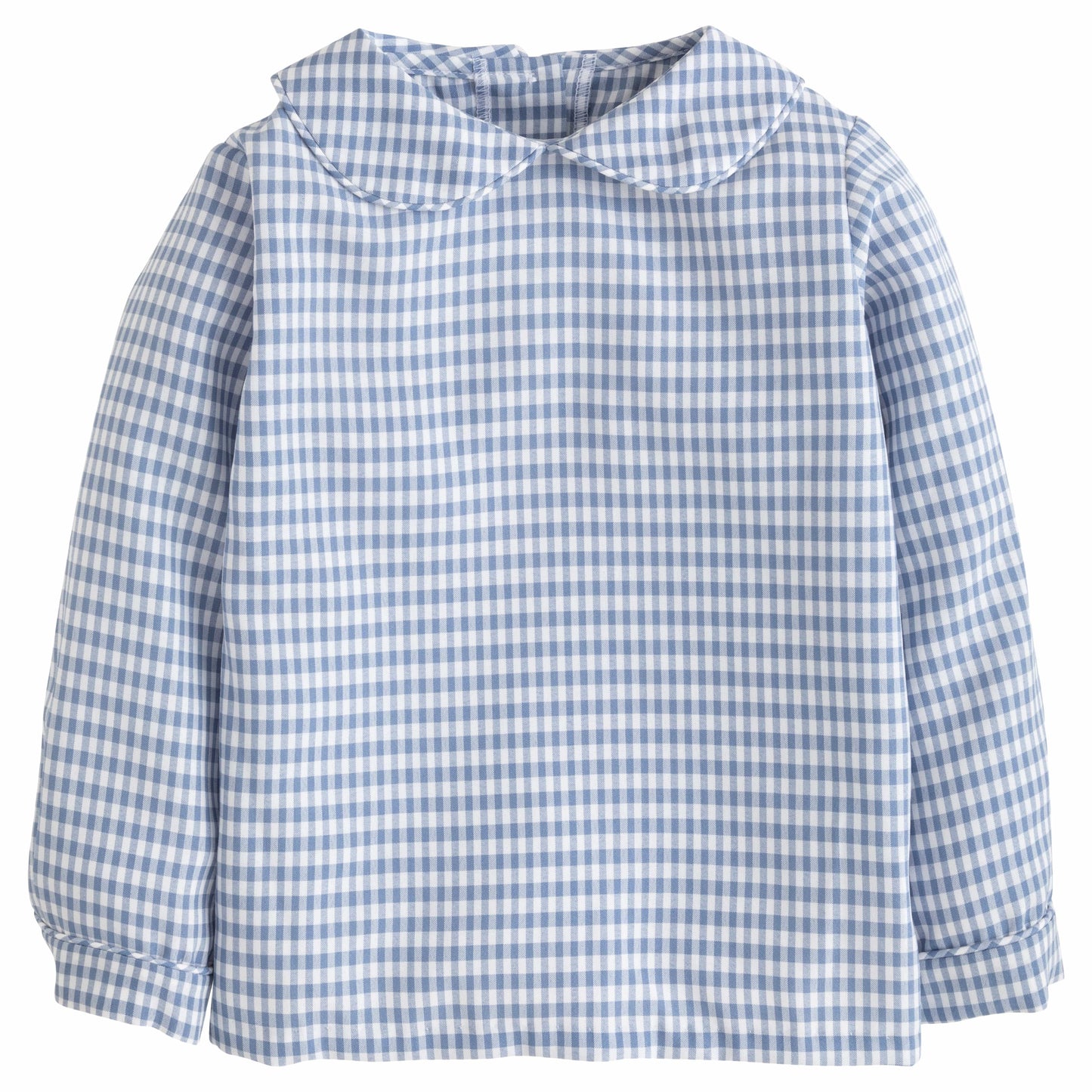 Peter Pan Shirt, Gray Blue Gingham