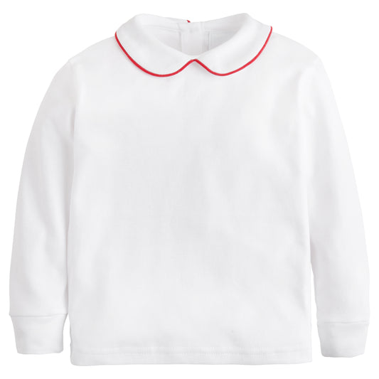 Piped Peter Pan Shirt, Red