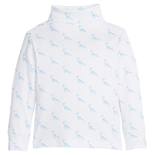 Printed Turtleneck, Blue Dinosaur