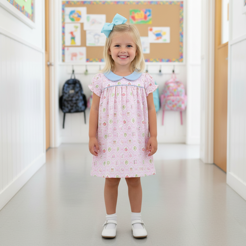 Back to School Scallop Collar Dress