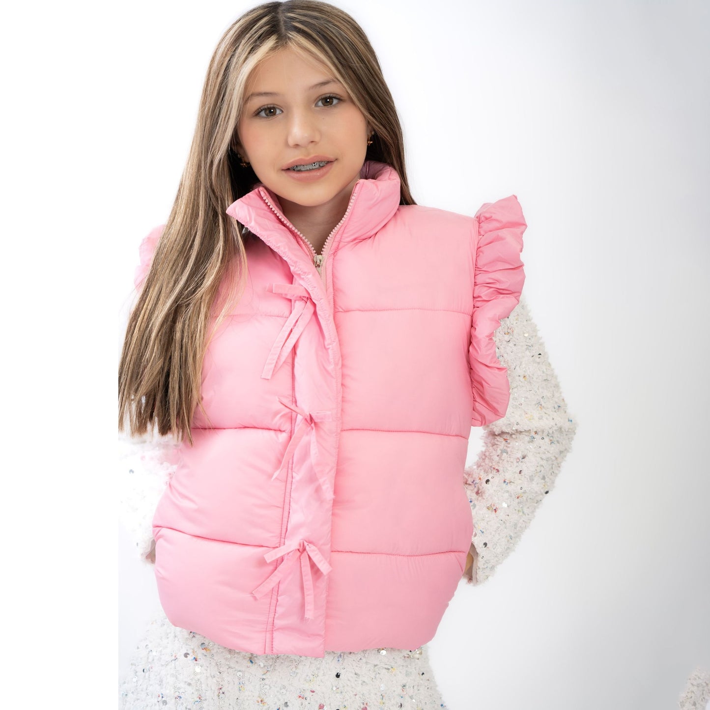 Pink Bows Puffer Vest