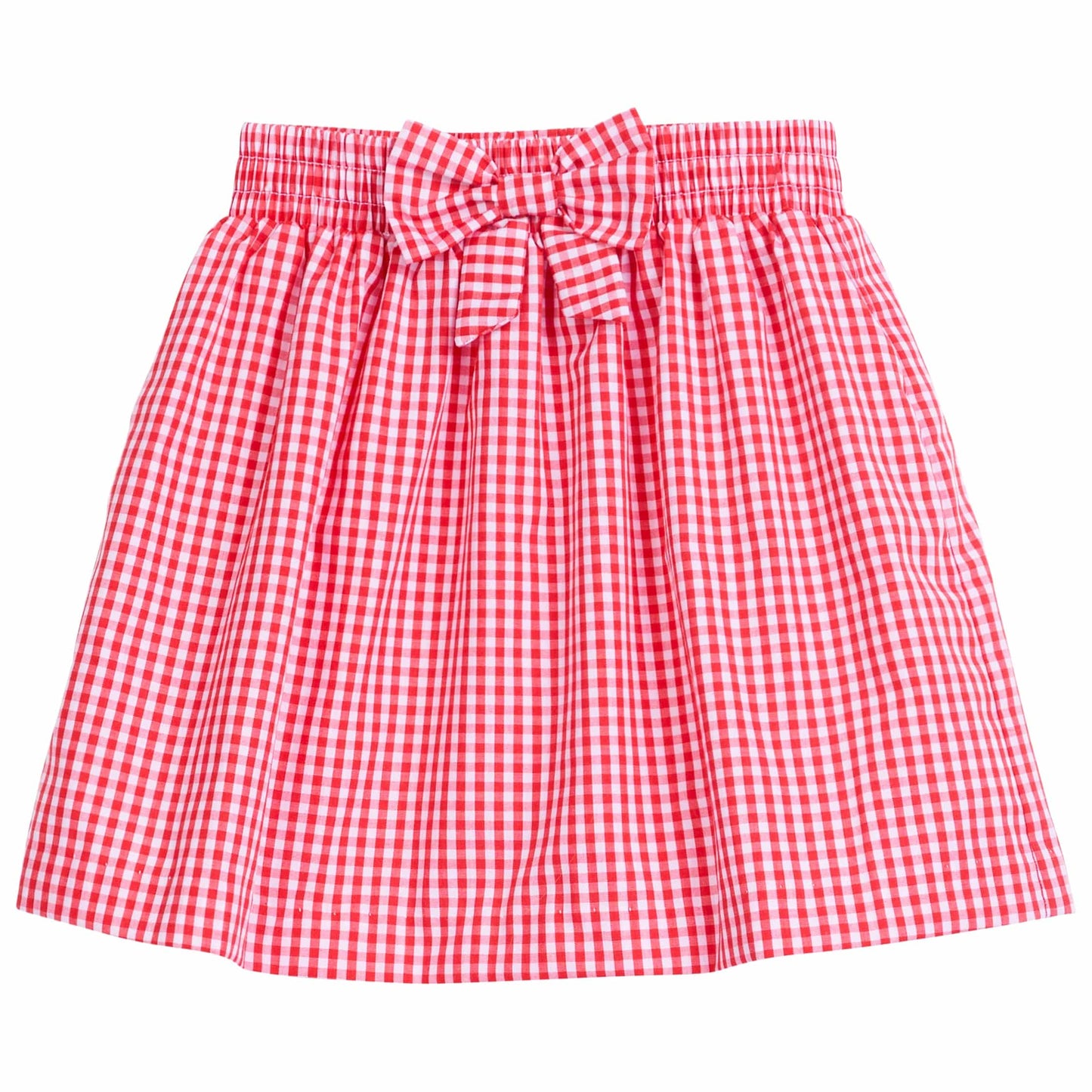 Smocked Bow Skirt, Red Gingham