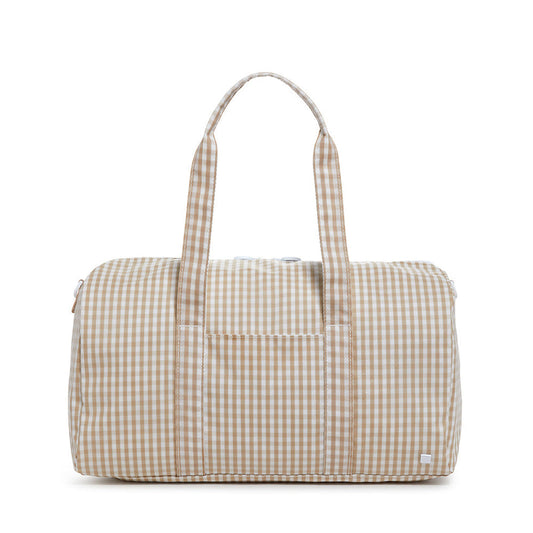 Khaki Gingham Weekender Duffel Bag