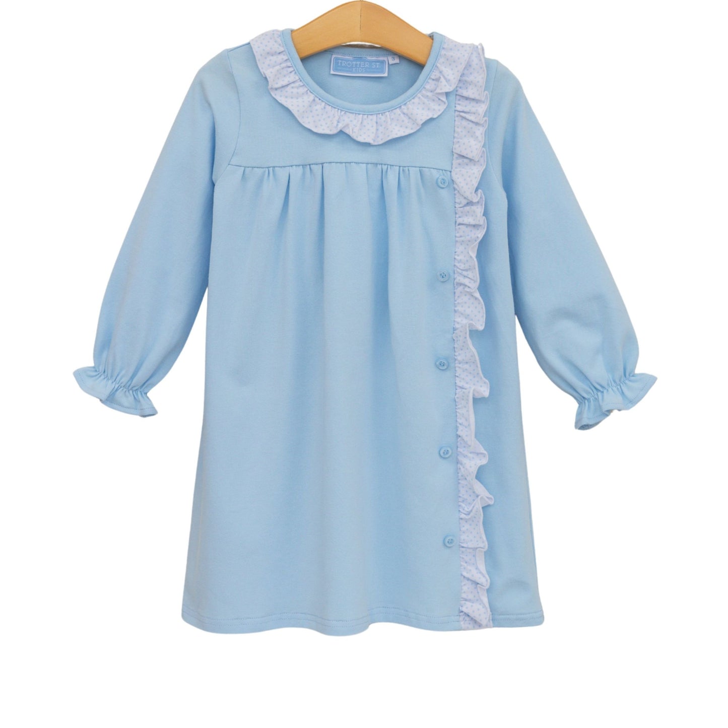 Lucille Dress, Light Blue Bitty Dot