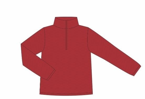 1/4 Zip Quilted Pullover, Red