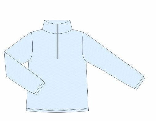1/4 Zip Quilted Pullover, Light Blue