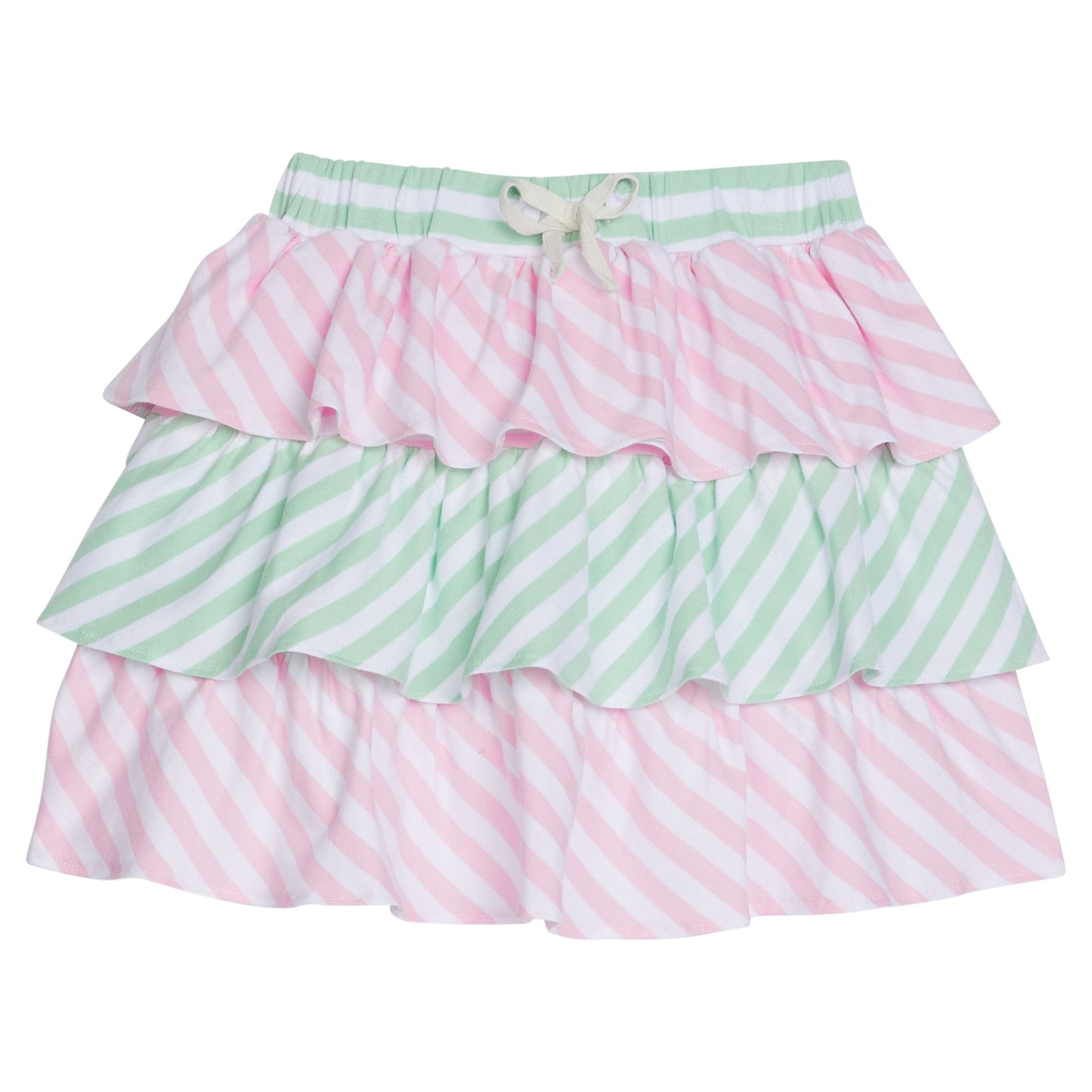 Tiered Mini Skort, Pink & Green Stripe