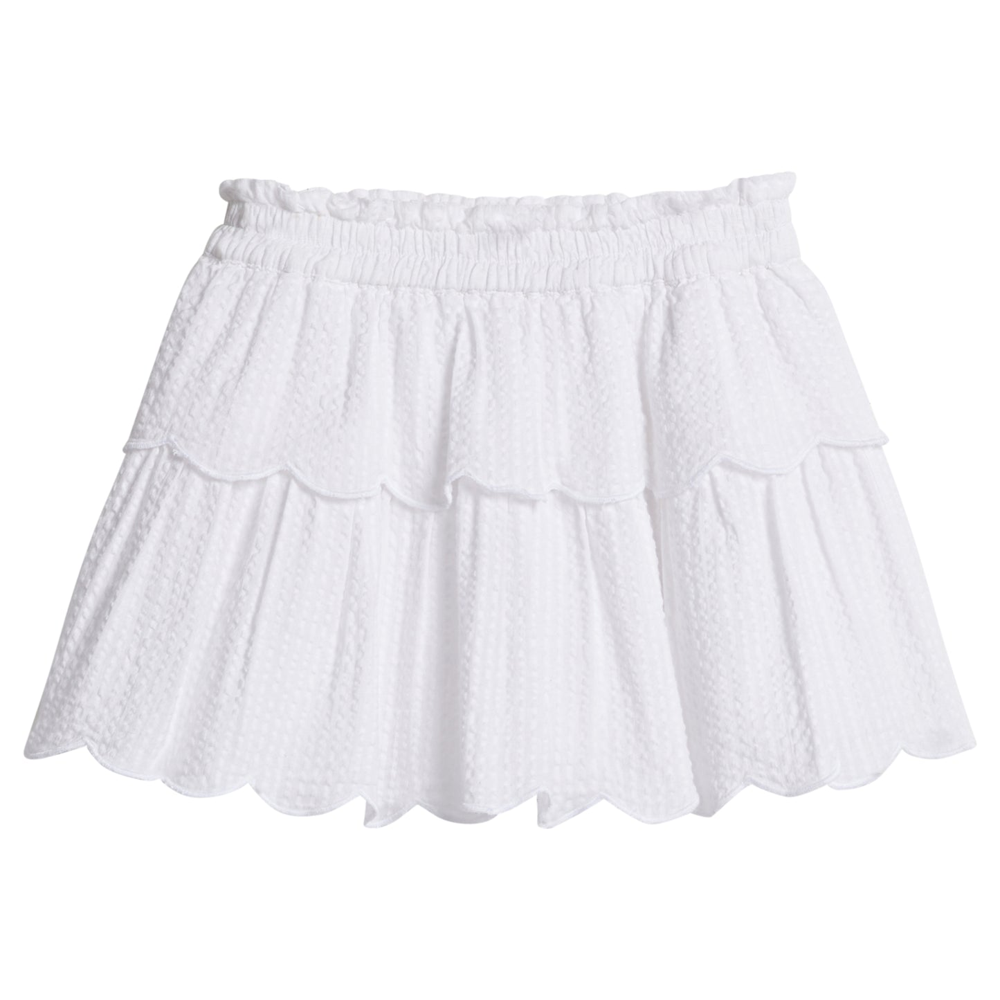 Tiered Skort, White Seersucker