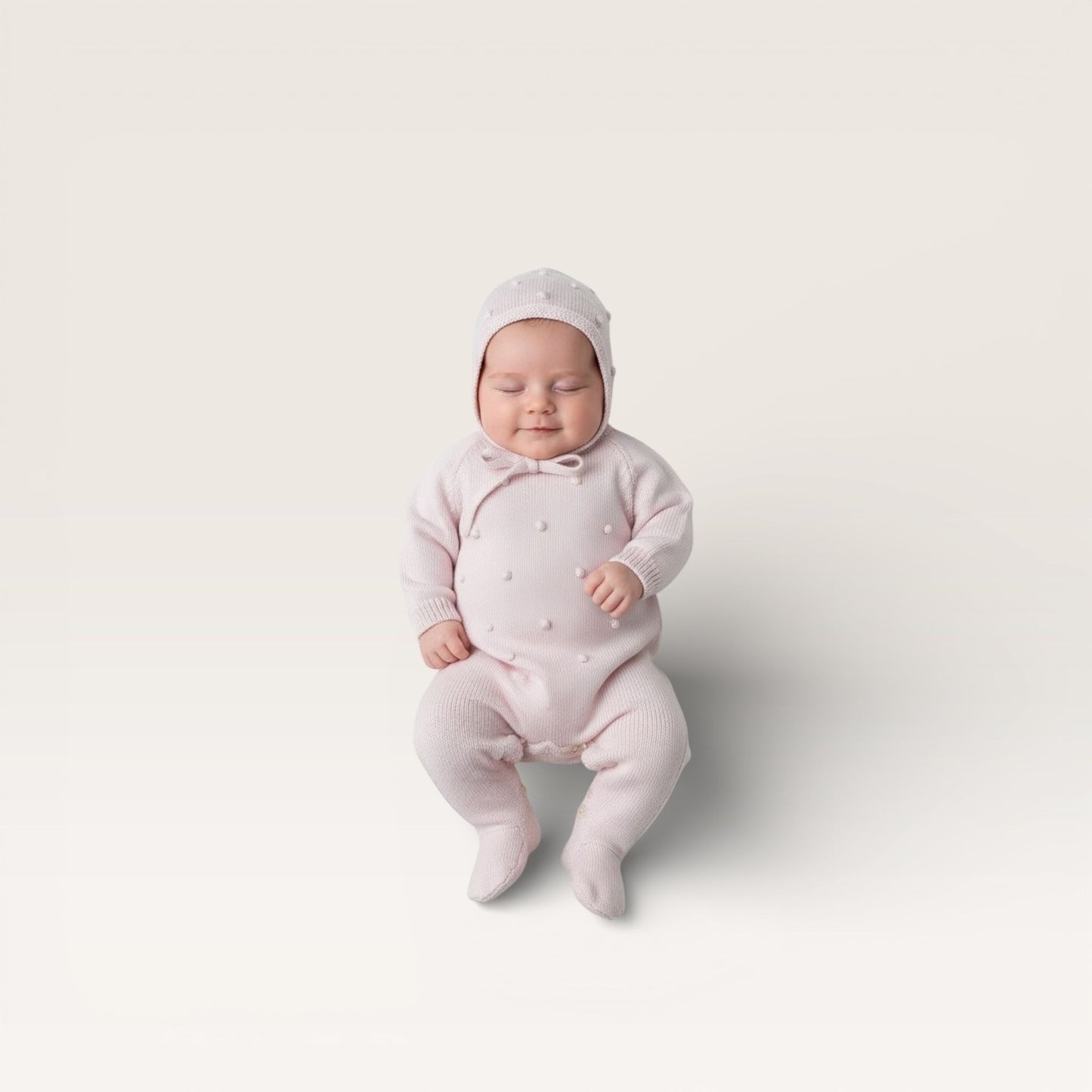 Raised Dot Footed Romper, Pink