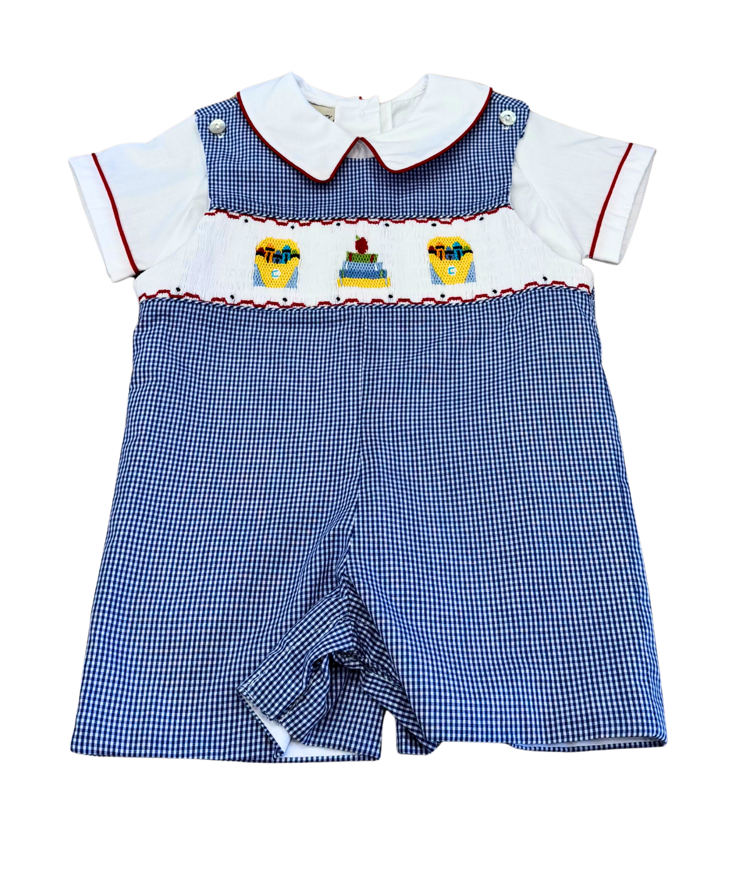 White Peter Pan Collar with Red Piping