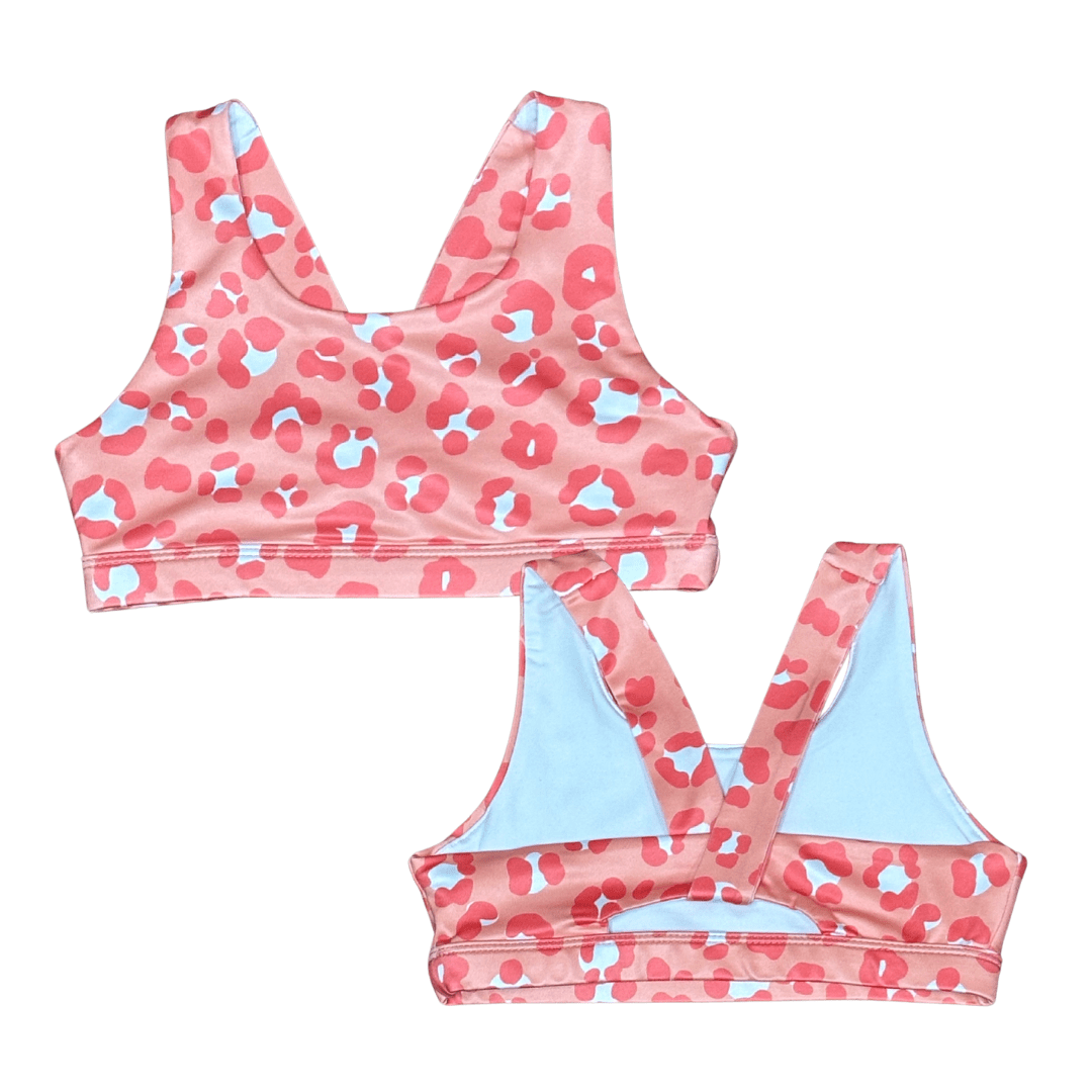 Sports Bra, Peach Leopard