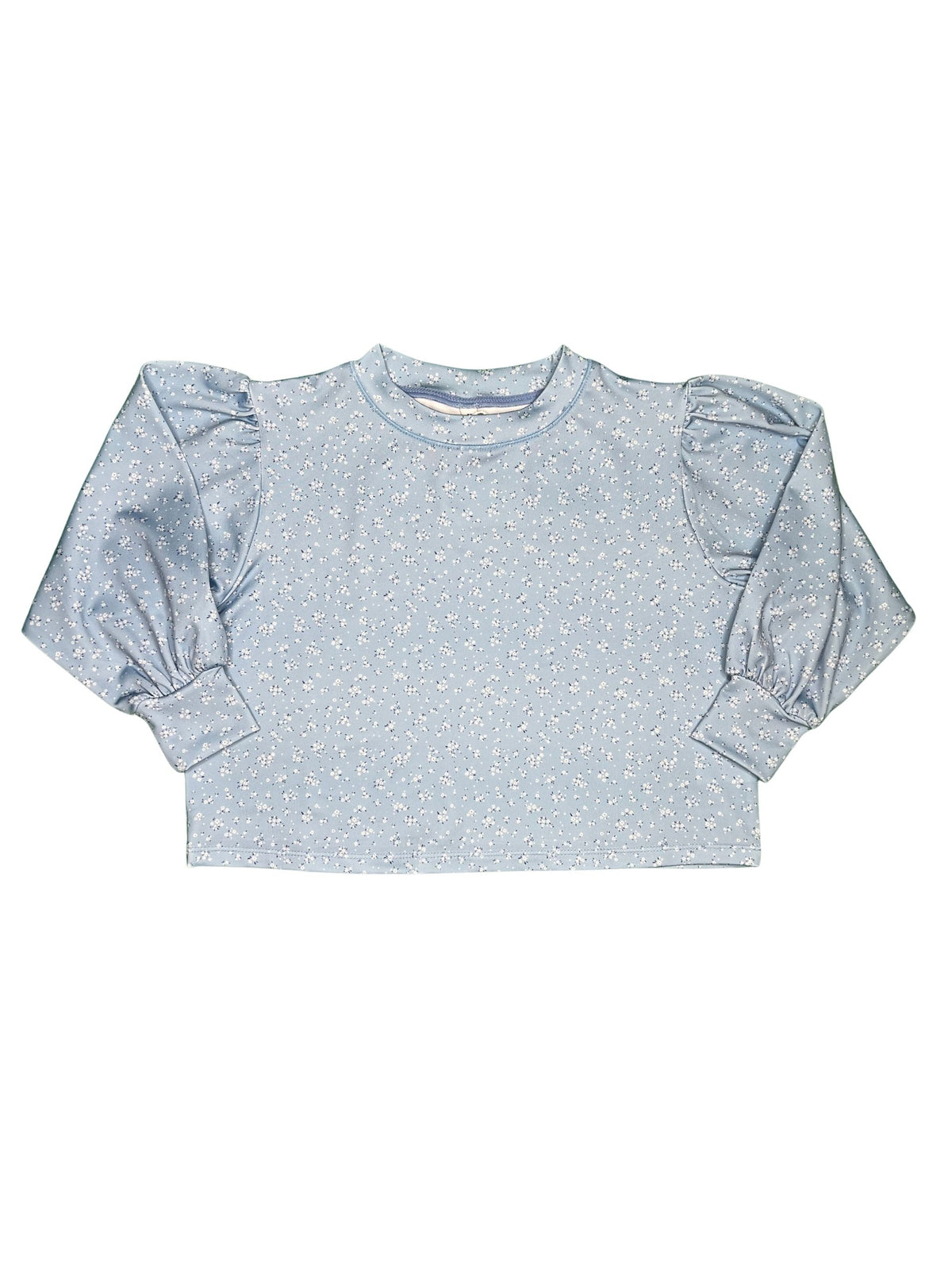 Puff Sleeve Top, Blue Floral