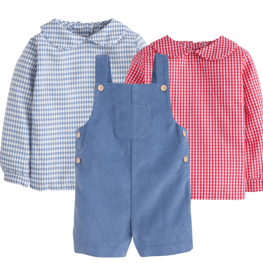 Peter Pan Shirt, Gray Blue Gingham