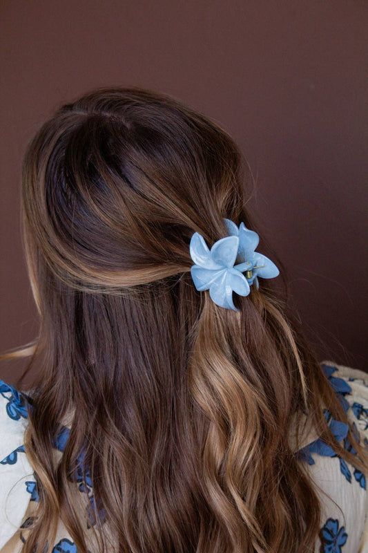 Blue Marble Flower Claw Clip