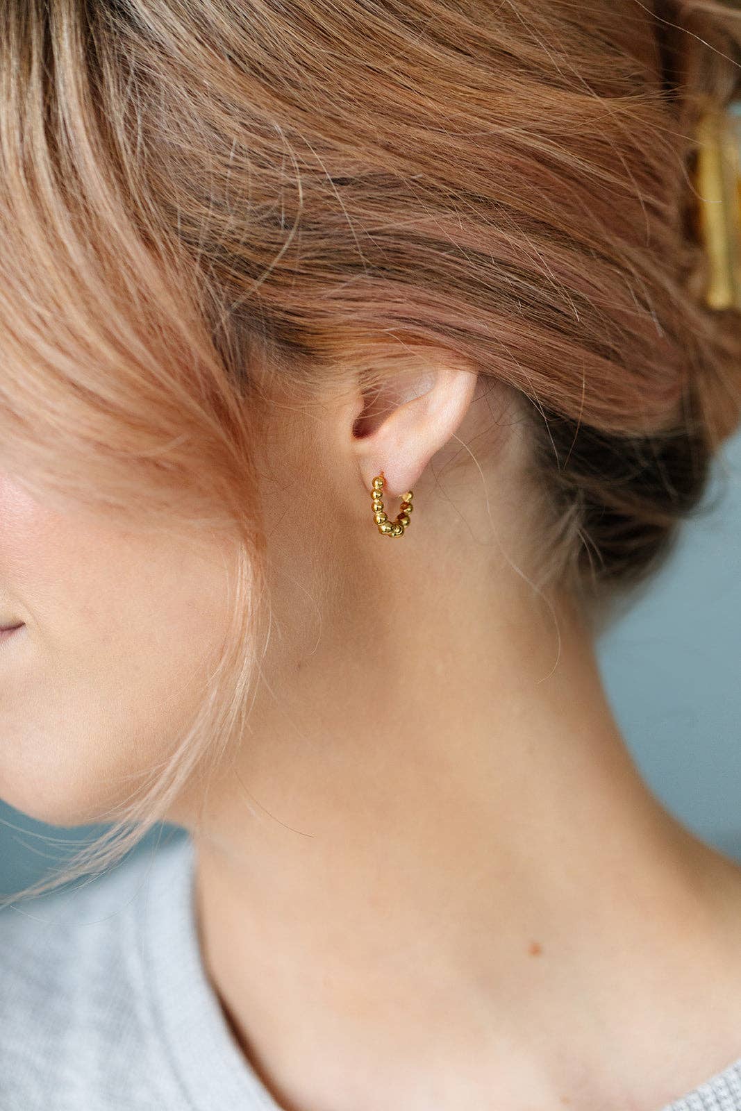 Beaded Huggie Hoop Earrings