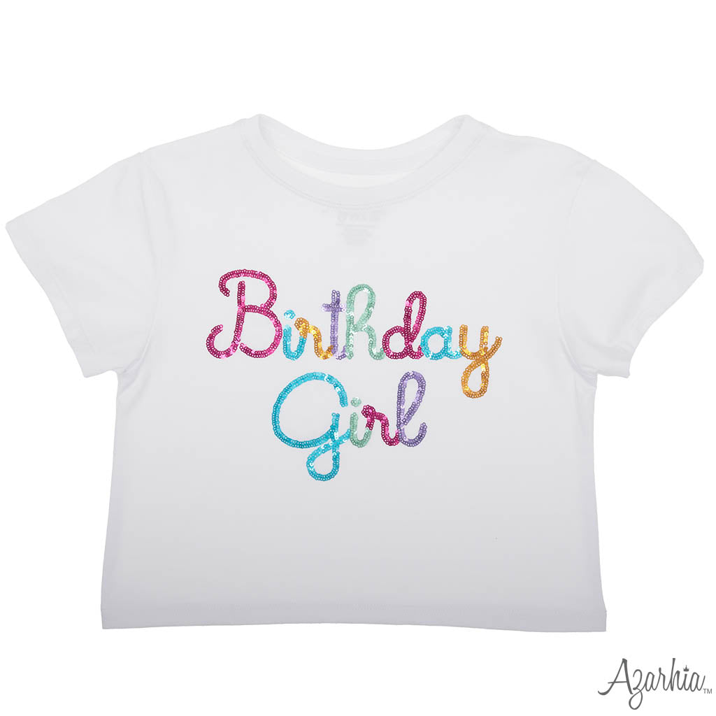 Birthday Girl Sequin Boxy Tee - White